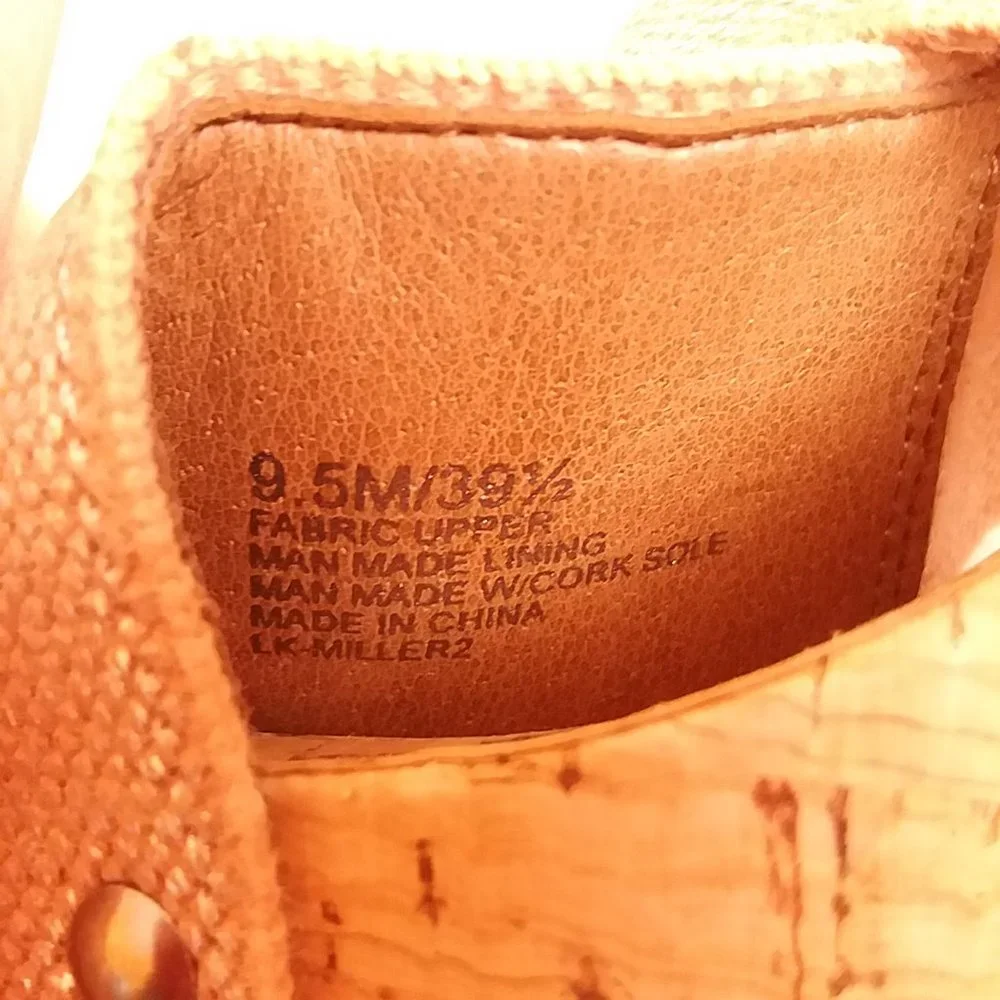 Lucky Brand Miller2 Nude Cork Slip-On Wedges Size 9.5